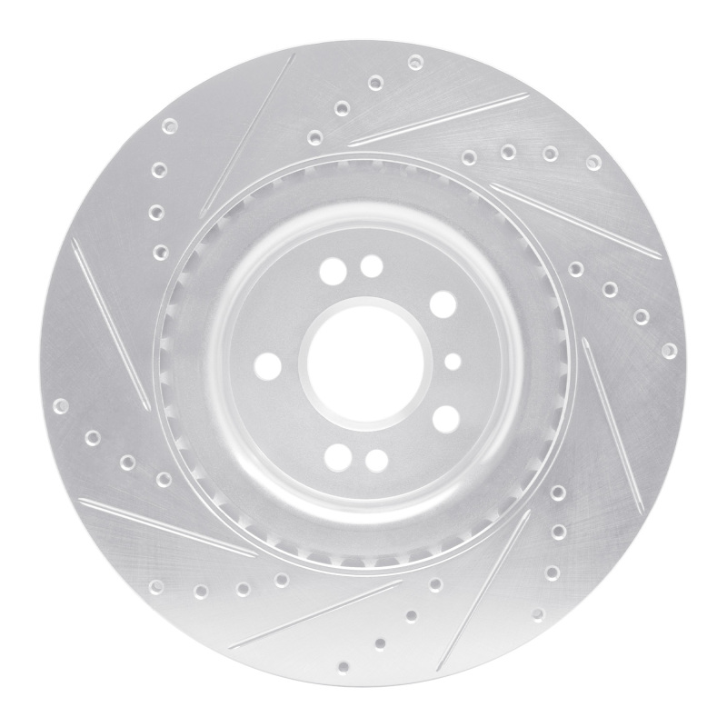 Mercedes-Benz GL350 Brake Rotor (1) - Front Right - R1 Concepts - Drilled & Slotted - Silver - `13-`19